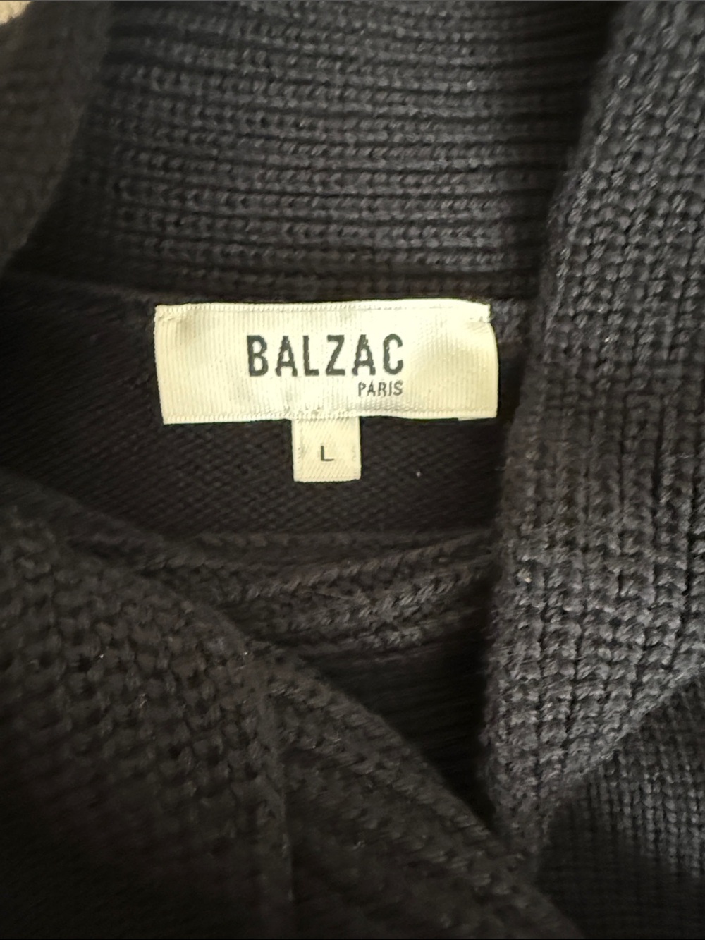 Balzac Paris Black Knit Tie-Neck  Wool Sweater Large - Picture 2 of 11